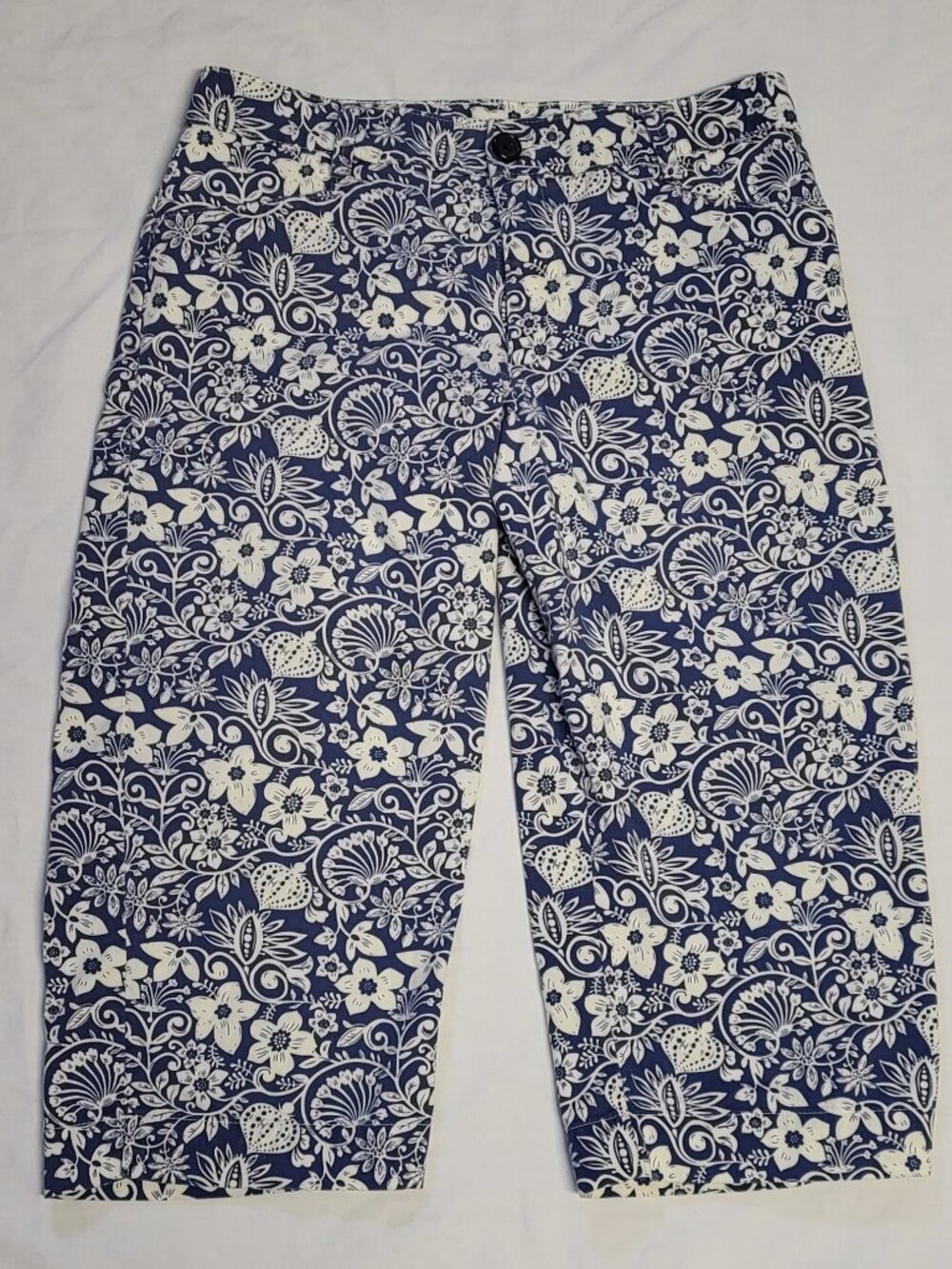 Lee Cropped Pants Women's 10 Medium Blue Floral Gardencore Bohemian Outdoor
